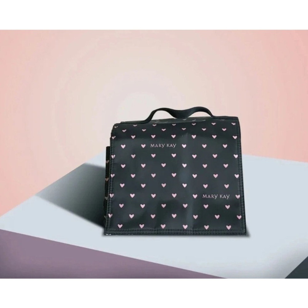 Mary Kay Travel Roll-Up Bag Women OS Black Pink Heart Hanging Cosmetic Organizer
